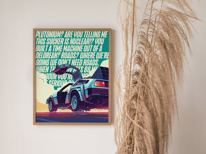 DeLorean Time Machine Poster | Back To The Future Wall Art | Framed or Unframed