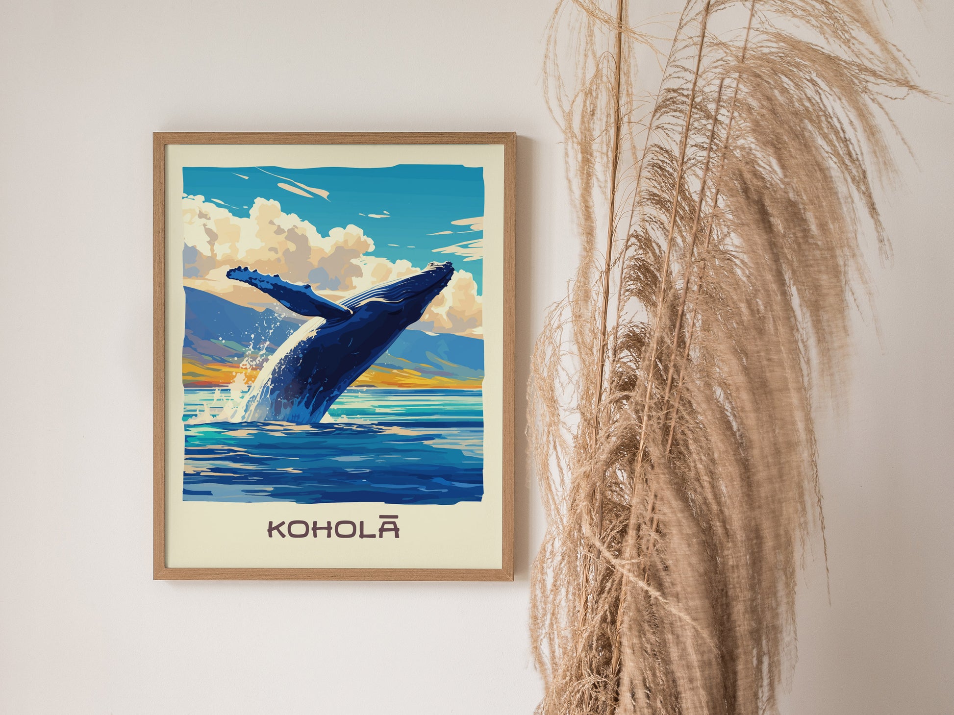 Kohola Hawaiian Humpback Whale Poster | Maui Hawaii Ocean Wall Art