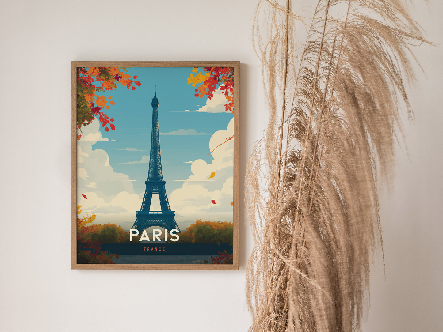 Eiffel Tower Paris Poster | France Landmark Wall Art | Framed of Unframed