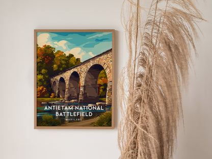 Antietam National Battlefield, Maryland Poster | Civil War Monument & Rolling Fields Wall Art — styled in a modern interior
