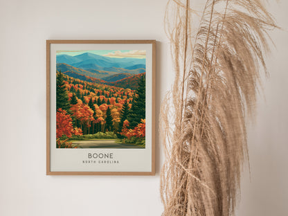 Boone Matte Border Poster | North Carolina Travel Wall Art — styled in a modern interior