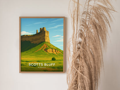 Scotts Bluff National Monument Poster | Nebraska, Oregon Trail Wall Art