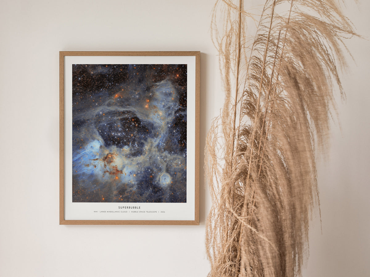 Superbubble Poster | N44 · Large Magellanic Cloud | NASA N44 Large Magellanic Cloud Astronomy Print — styled in a modern inte
