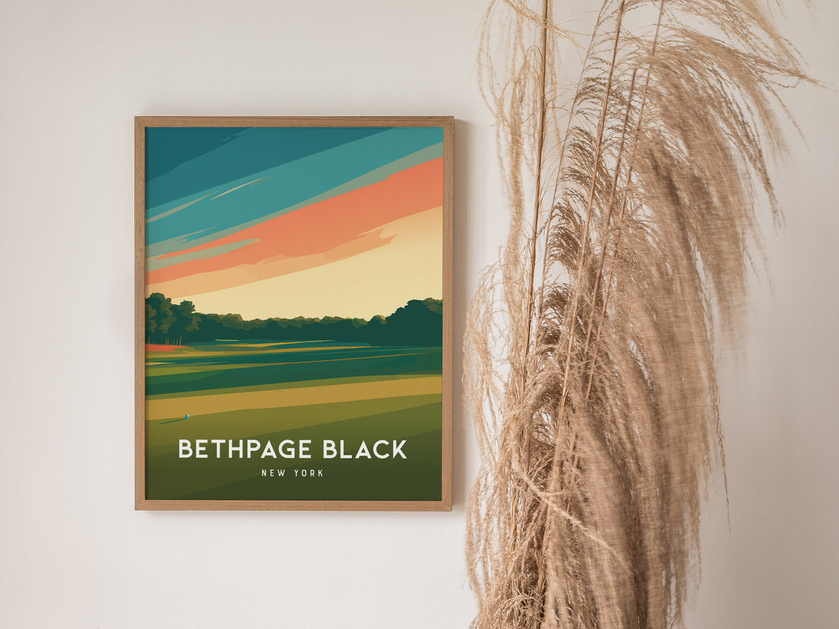 Bethpage Black, New York Poster | Championship Links Golfer Gift Wall Art — styled in a modern interior