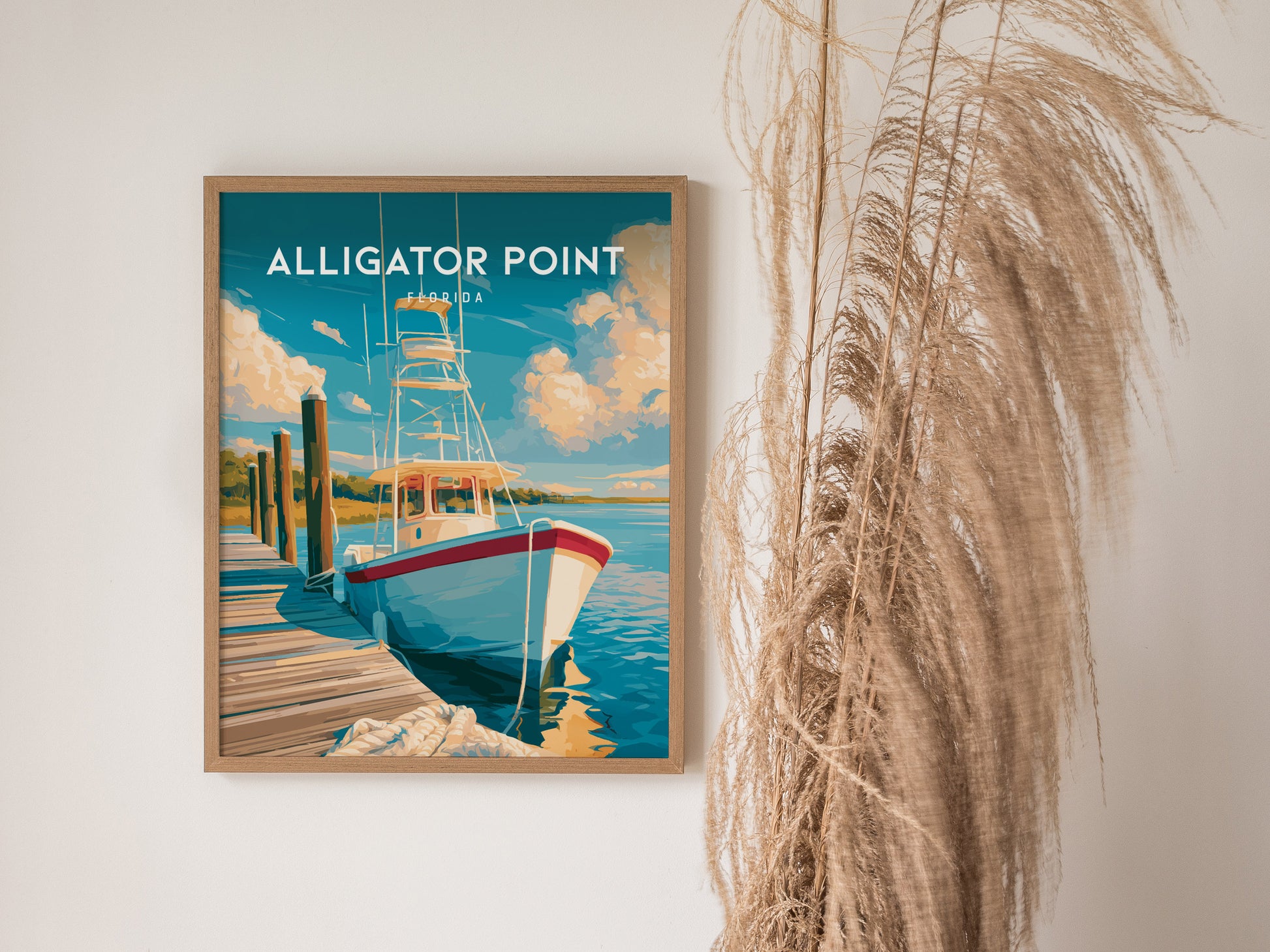 Alligator Point, Florida Poster | Wild Gulf Shore Serenity Wall Art — styled in a modern interior