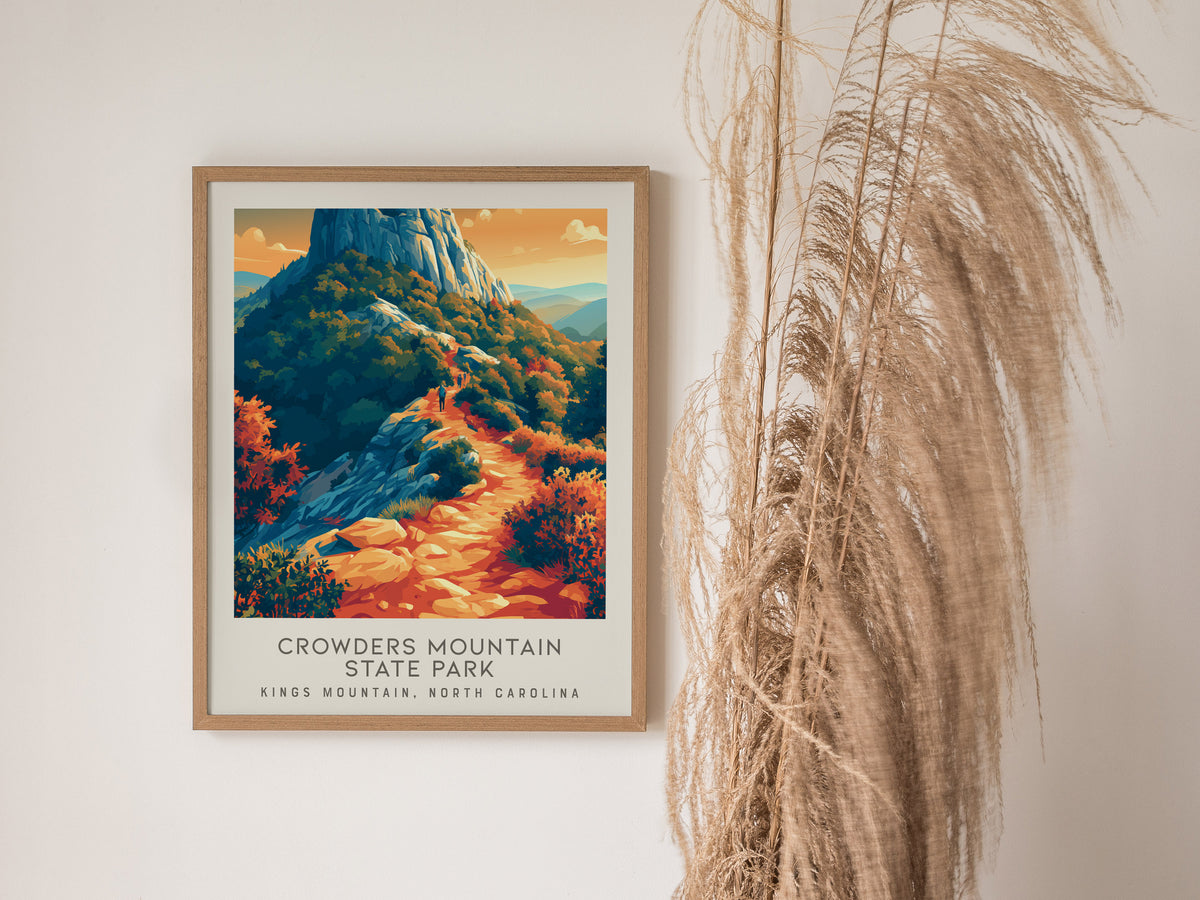 Crowders Mountain State Park Matte Border Poster | Kings Mountain, North Carolina Destination Print — styled in a modern inte