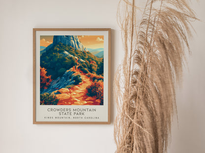 Crowders Mountain State Park Matte Border Poster | Kings Mountain, North Carolina Destination Print — styled in a modern inte
