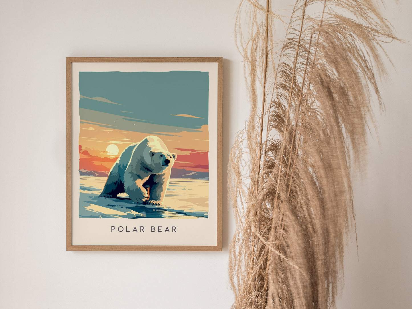 Polar Bear, Arctic Wildlife Poster | Majestic Ice Kingdom Explorer Wall Art — styled in a modern interior