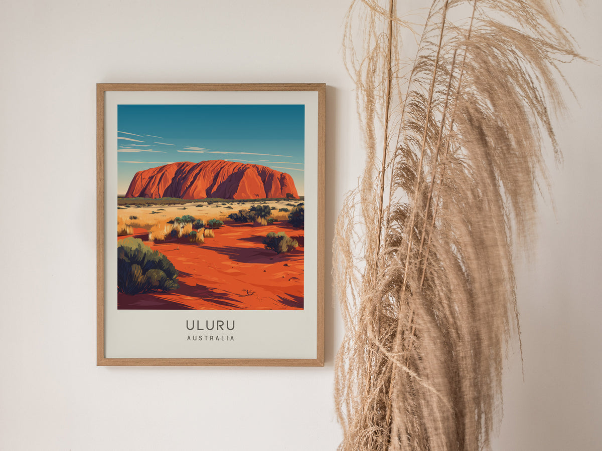 Uluru Matte Border Poster | Australia Travel Wall Art — styled in a modern interior