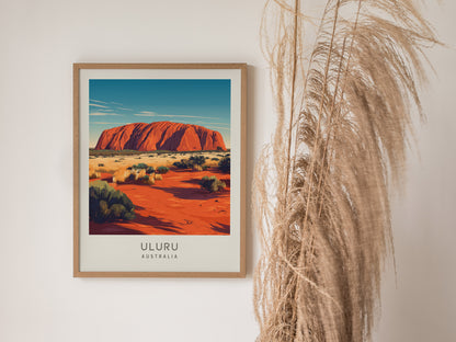 Uluru Matte Border Poster | Australia Travel Wall Art — styled in a modern interior