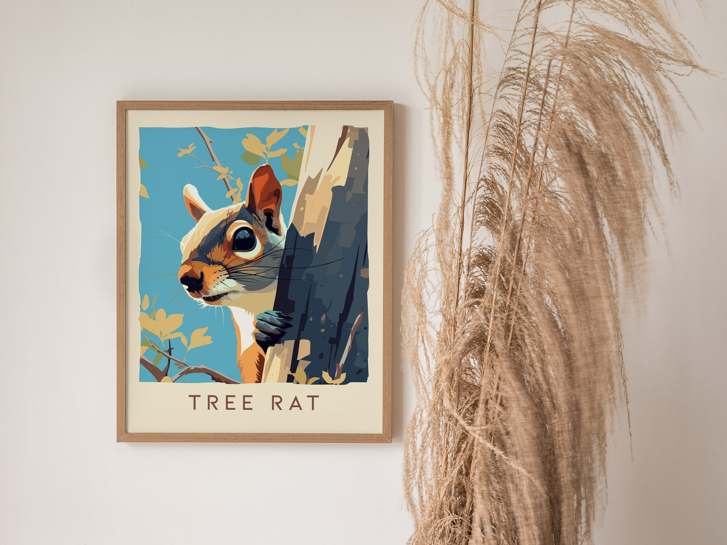 Tree Rat Poster | Urban Wildlife Squirrel Art | Funny Animal Wall Art