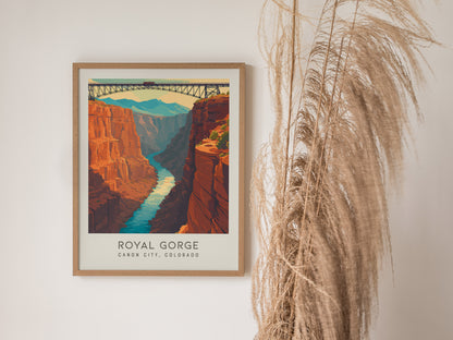 Royal Gorge Matte Border Poster | Canon City, Colorado Travel Wall Art — styled in a modern interior