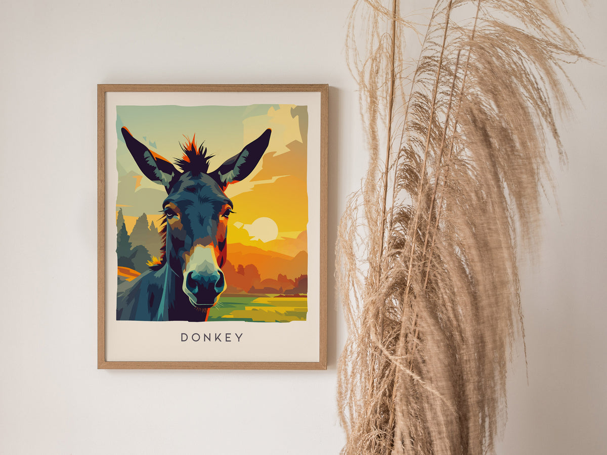 Donkey, Equus asinus Poster | Gentle Farm Wildlife Wall Art — styled in a modern interior