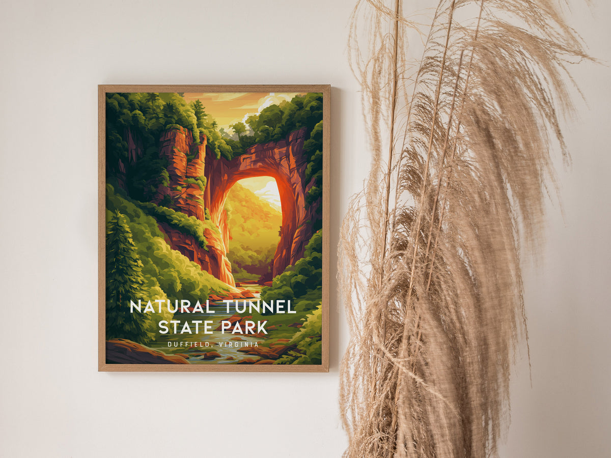 Natural Tunnel State Park, Duffield, Virginia Poster | Appalachian Wonder Destination Print Wall Art — styled in a modern int