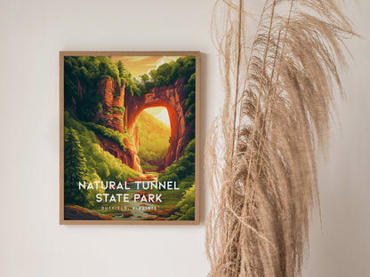 Natural Tunnel State Park, Duffield, Virginia Poster | Appalachian Wonder Destination Print Wall Art — styled in a modern int