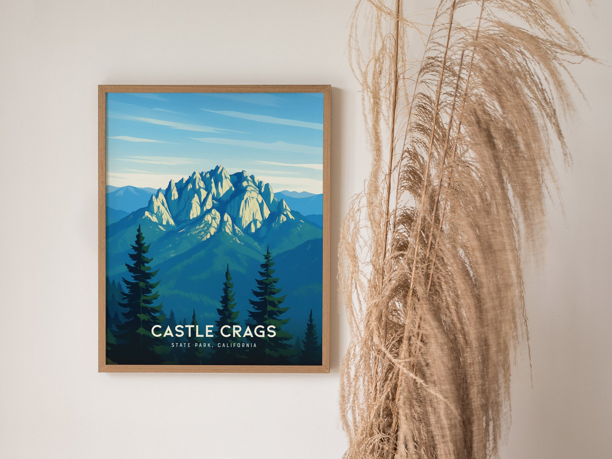 Castle Crags State Park Poster | California Mountain Nature Wall Art | Framed or Unframed