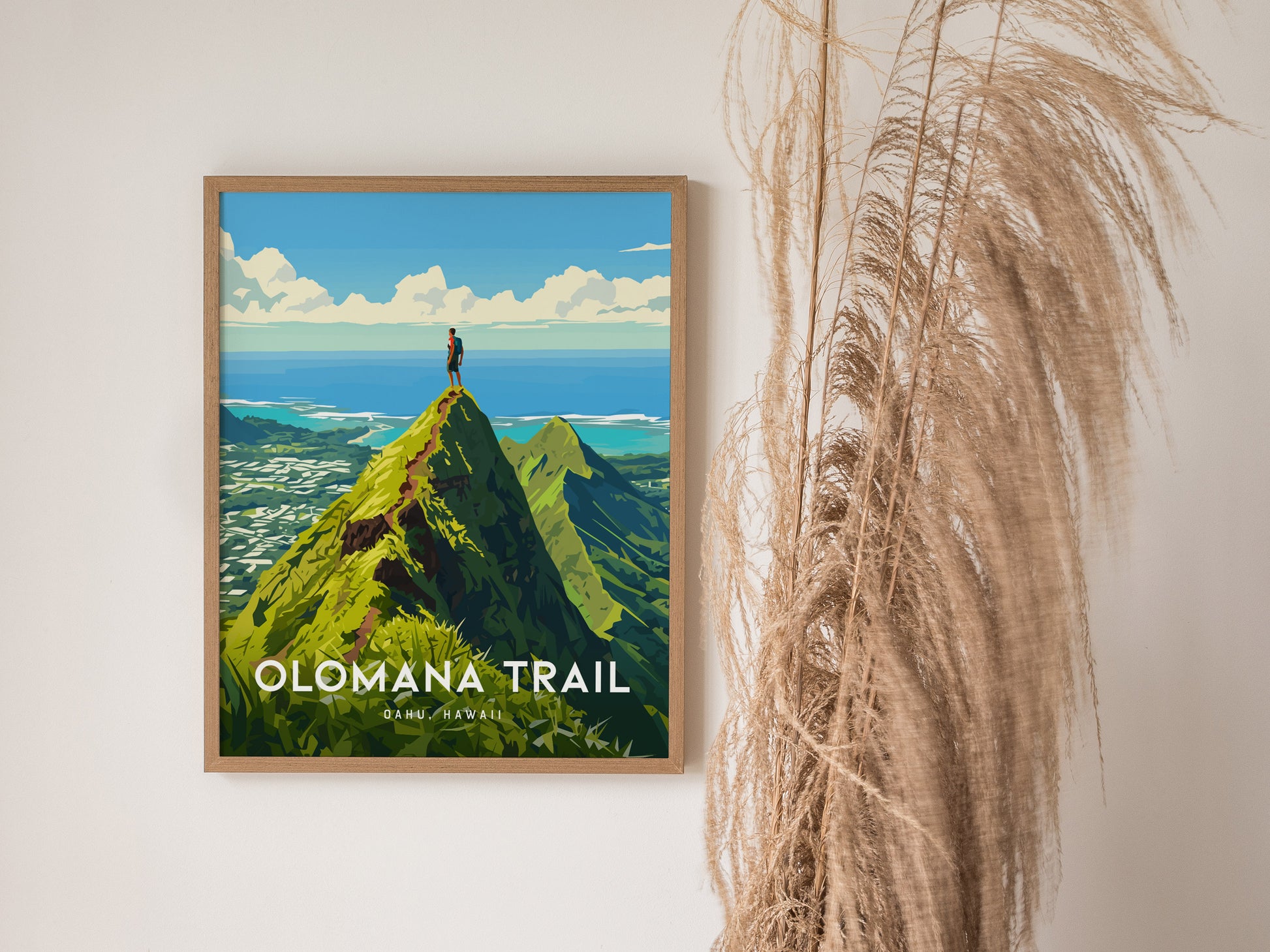 Olomana Three Peaks Poster | Kailua Oahu Hiking Wall Art