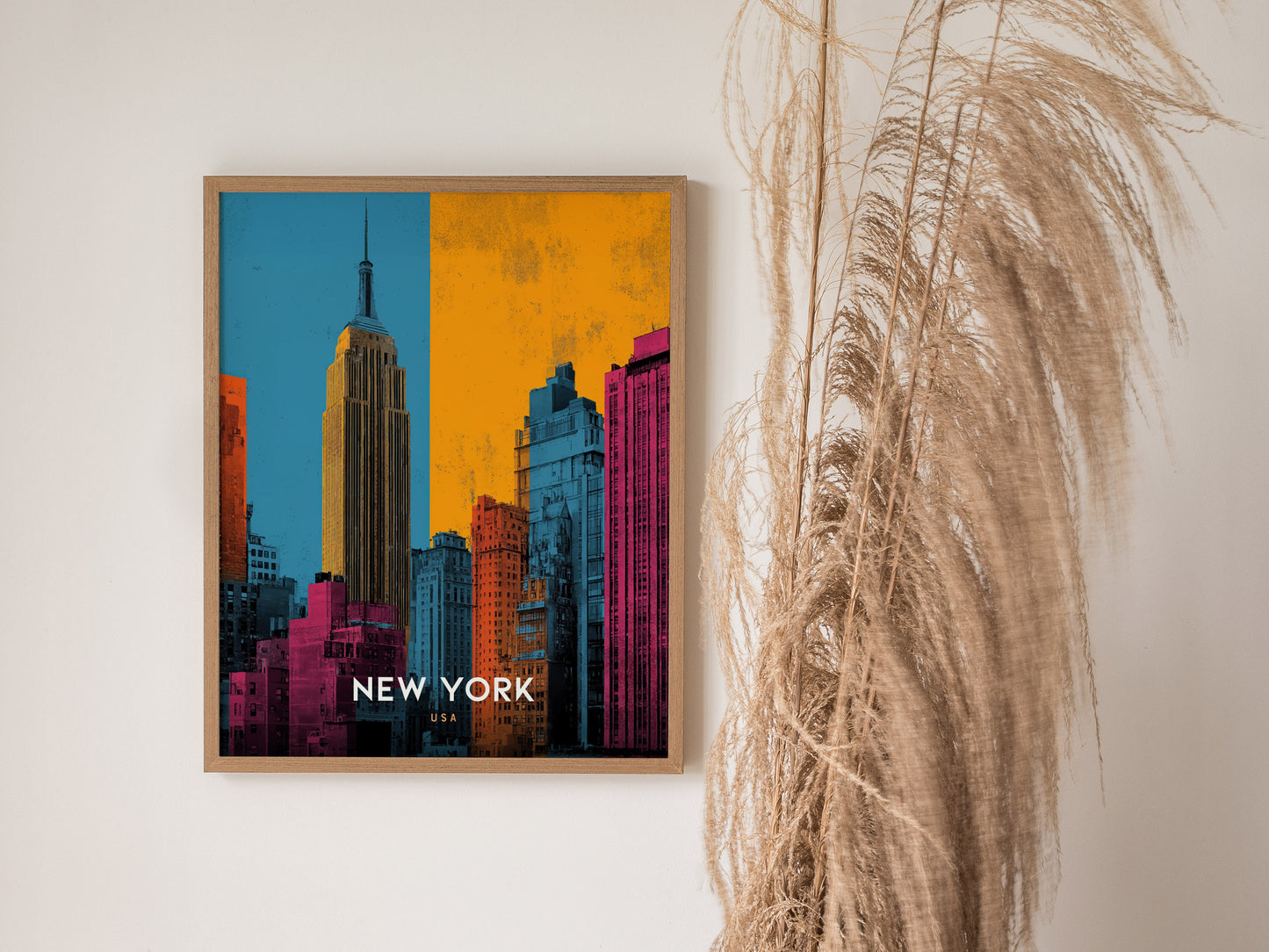 New York City Skyline Poster | Empire State Building Pop Art Print