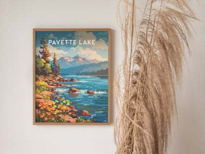 Payette Lake, Idaho Poster | Mountain Lake Destination Print Wall Art — styled in a modern interior