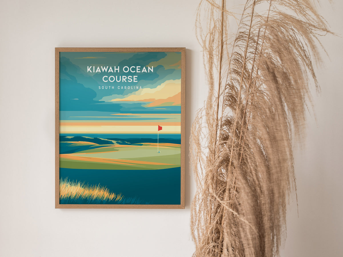 Kiawah Ocean Course, South Carolina Poster | Links Poster & Golfer Gift Wall Art — styled in a modern interior
