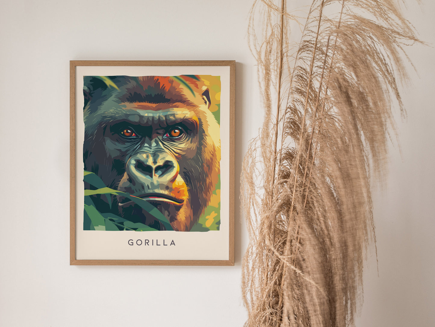 Gorilla, Africa Poster | Majestic Silverback Wildlife Portrait Wall Art — styled in a modern interior