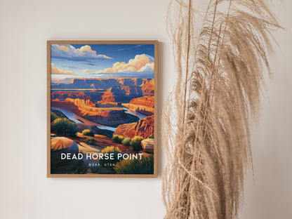 Dead Horse Point, Moab, Utah Poster | Canyon Overlook Destination Print Wall Art — styled in a modern interior