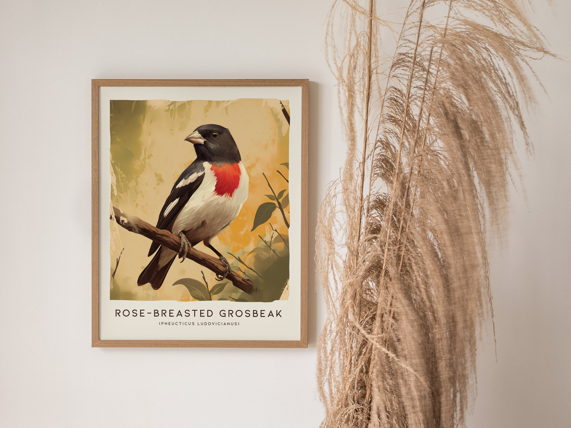 Rose-breasted Grosbeak Art | Songbird Poster Gift for Birdwatchers