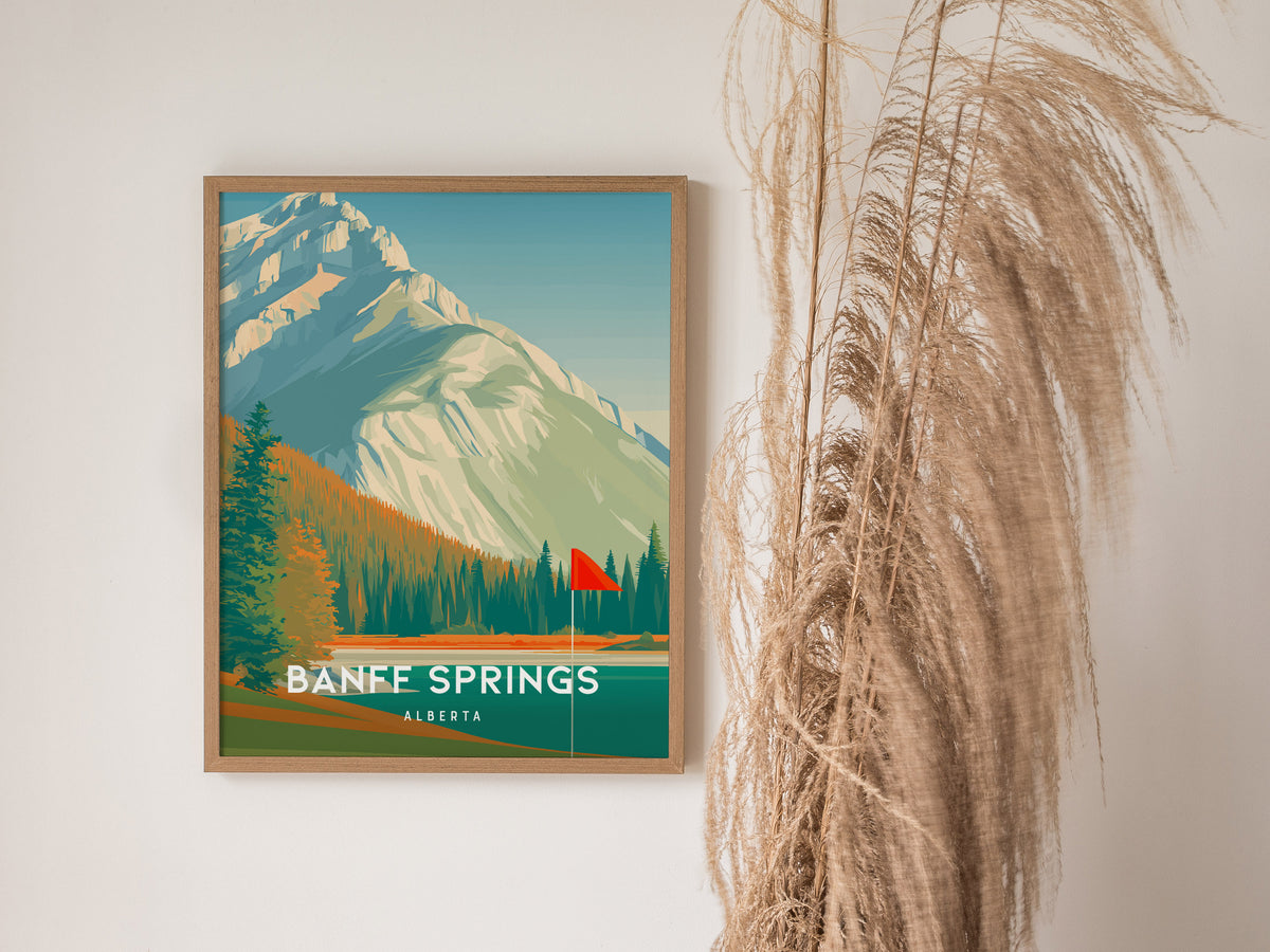 Banff Springs, Alberta Poster | Golf Wall Art & Golfer Gift Wall Art — styled in a modern interior