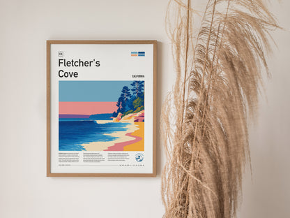 Fletcher's Cove Poster | Surf Break & Coastal Cliffs Wall Art — styled in a modern interior