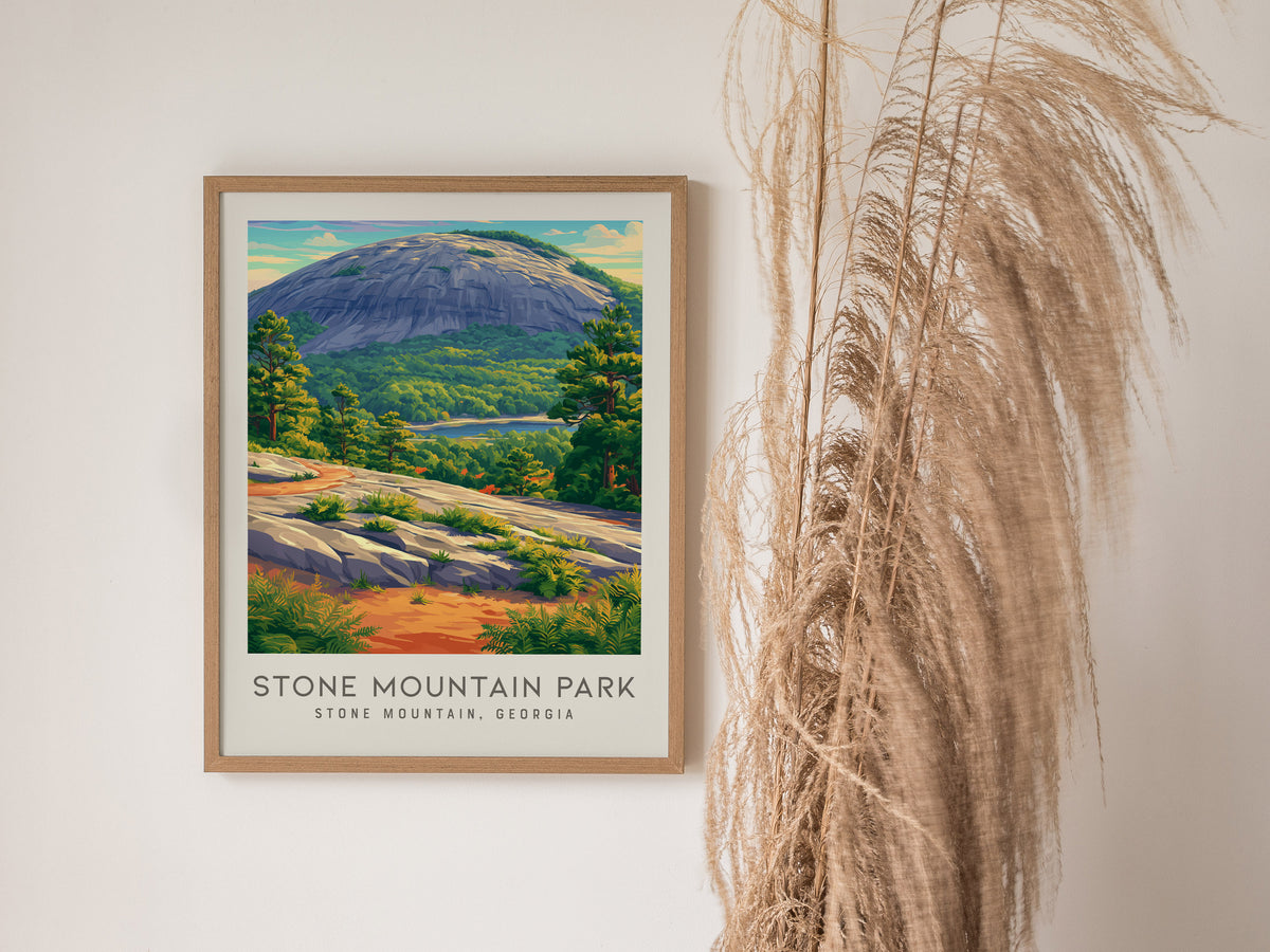 Stone Mountain Park Matte Border Poster | Stone Mountain, Georgia Destination Print — styled in a modern interior