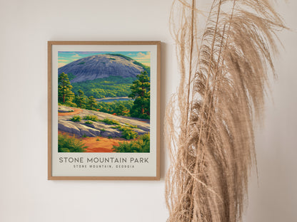 Stone Mountain Park Matte Border Poster | Stone Mountain, Georgia Destination Print — styled in a modern interior