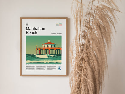 Manhattan Beach Pier Surf Spot Poster | California Surf Wall Art