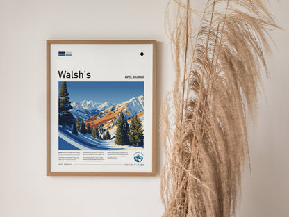 Walsh's, Aspen Poster | Fresh Powder Mountain Ski Run Wall Art — styled in a modern interior