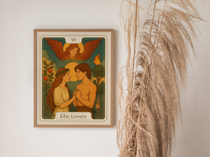 The Lovers Tarot Card Poster | Major Arcana Love Art Romantic Gift