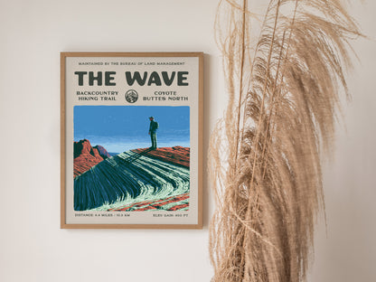 The Wave, Coyote Buttes North Poster | Hiker Gift | Backcountry Trail Wall Art — styled in a modern interior