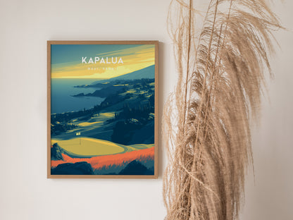 Kapalua Plantation Course, Maui, Hawaii Poster | Tropical Links Golfer Gift Wall Art — styled in a modern interior