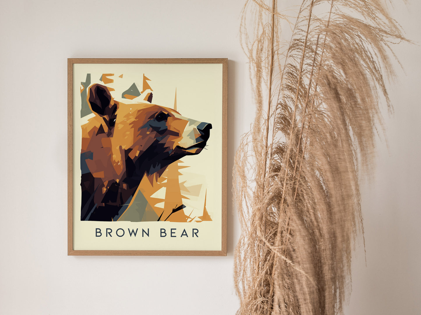 Brown Bear Modern Wildlife Poster | Alaska Nature Wall Art | Framed or Unframed