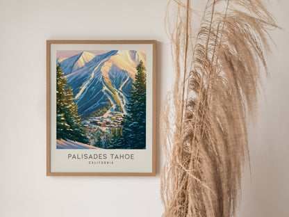 Palisades Tahoe Matte Border Poster | California Destination Print Travel Wall Art — styled in a modern interior