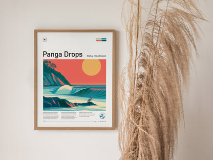 Panga Drops, Rivas, Nicaragua Poster | Tropical Surf Wall Art — styled in a modern interior