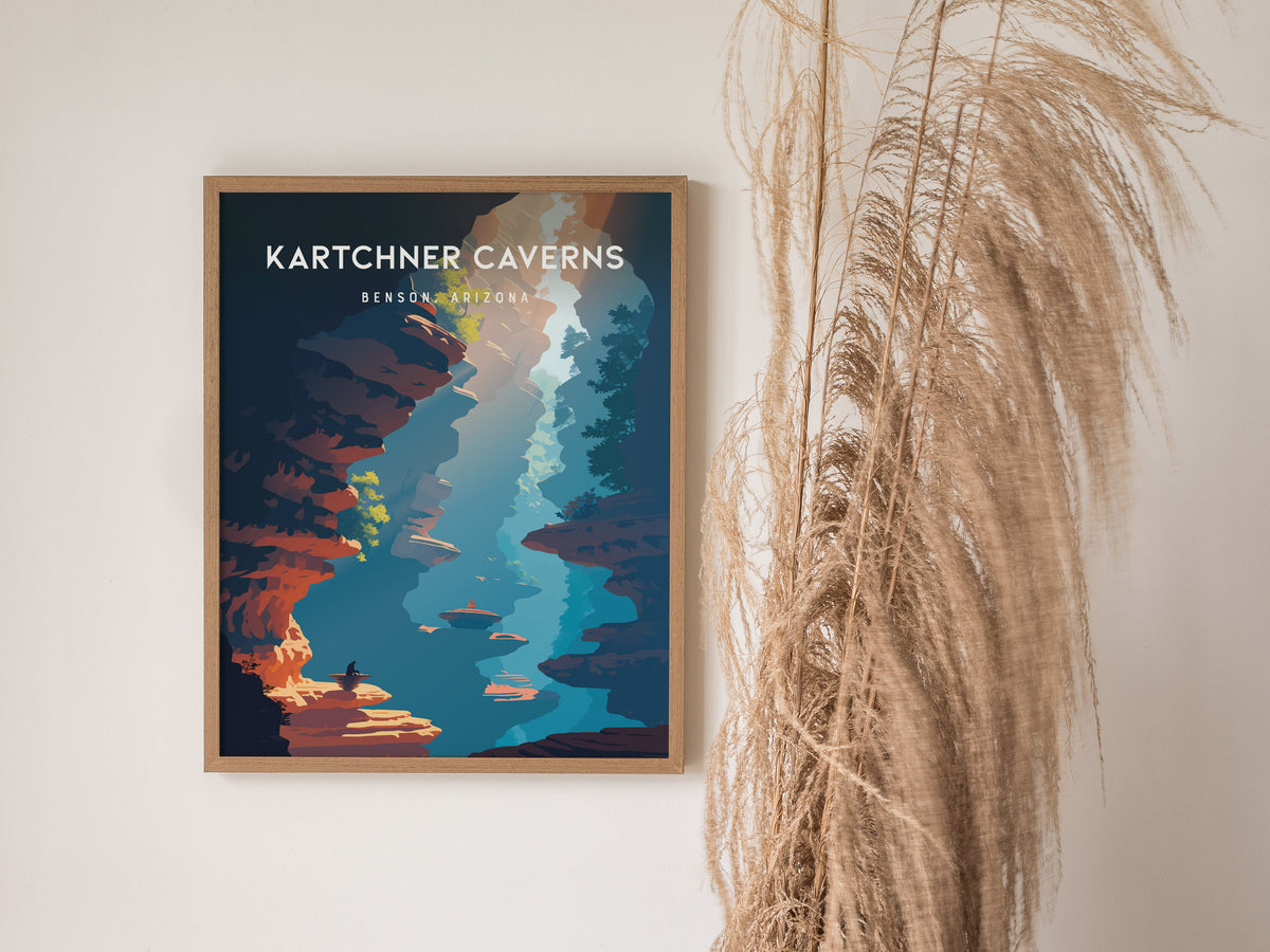 Kartchner Caverns, Benson, Arizona Poster | Underground Cave Destination Print Wall Art — styled in a modern interior