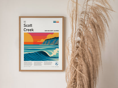 Scott Creek, Santa Cruz County, California Poster | Surf Wall Art & Wave Print Wall Art — styled in a modern interior