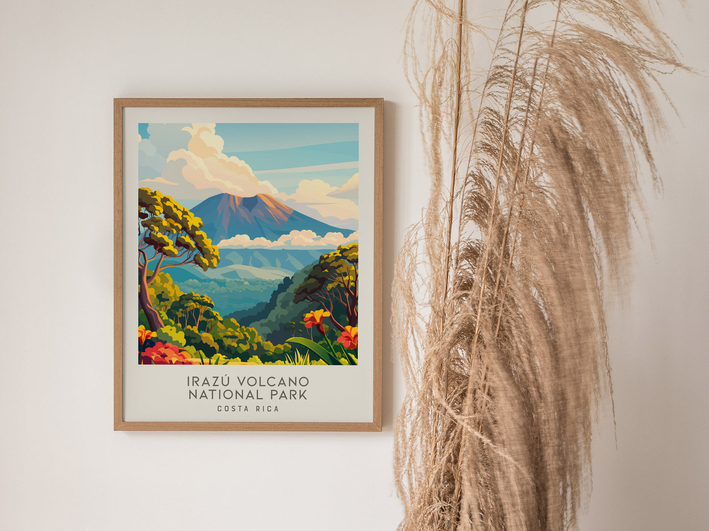 Irazú Volcano National Park Matte Border Poster | Costa Rica Travel Wall Art — styled in a modern interior