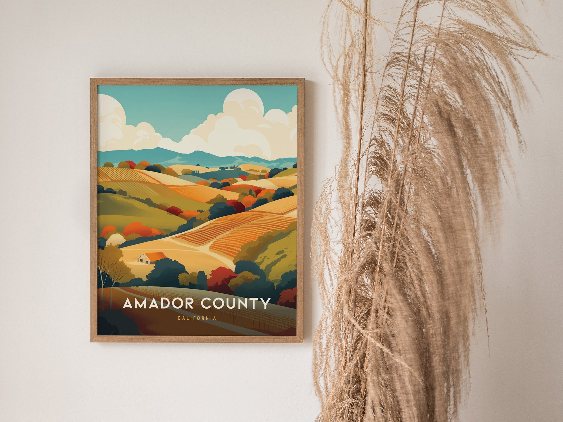 Amador County California Vineyards Poster | Wine Country Wall Art | Framed or Unframed