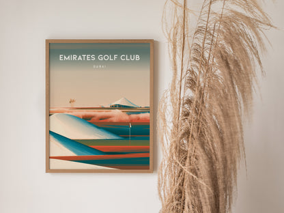 Emirates Golf Club, Dubai Poster | Golfer Gift & Links Wall Art — styled in a modern interior