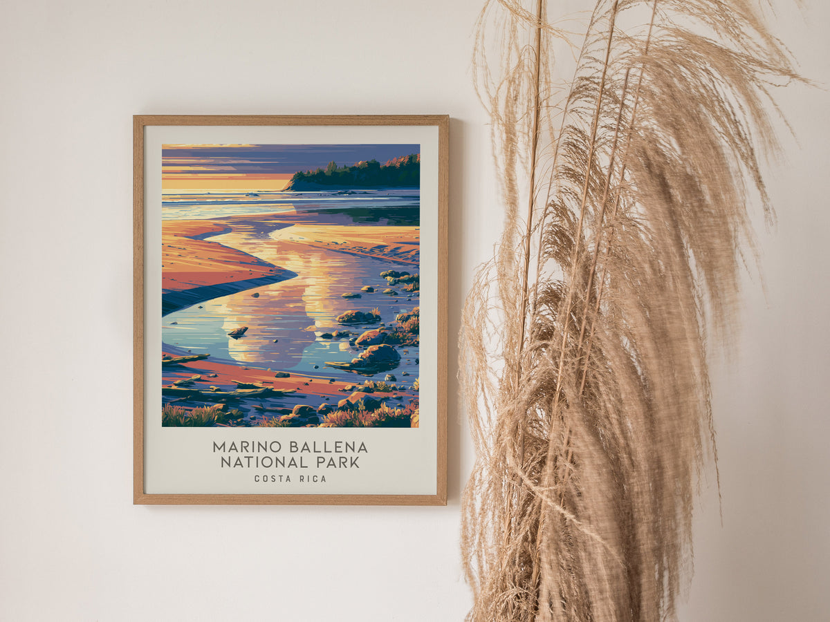 Marino Ballena National Park Matte Border Poster | Costa Rica Travel Wall Art — styled in a modern interior