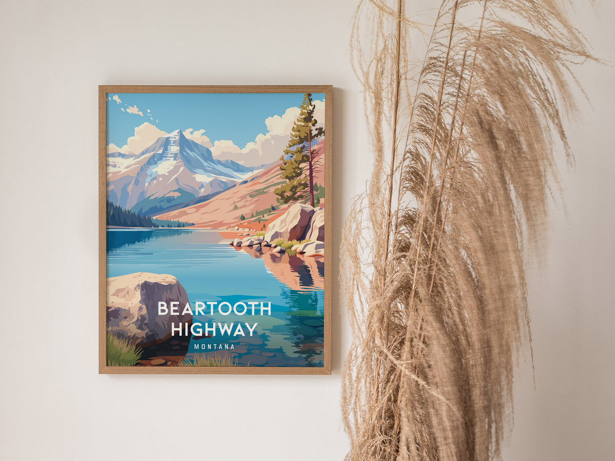 Beartooth Highway, Montana Poster | Alpine Mountain Pass Scenic Wall Art — styled in a modern interior