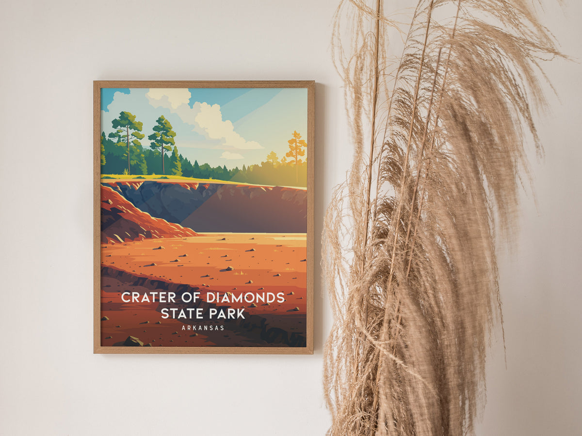 Crater of Diamonds State Park, Arkansas Poster | Gem Mining Adventure Vacation Wall Art — styled in a modern interior