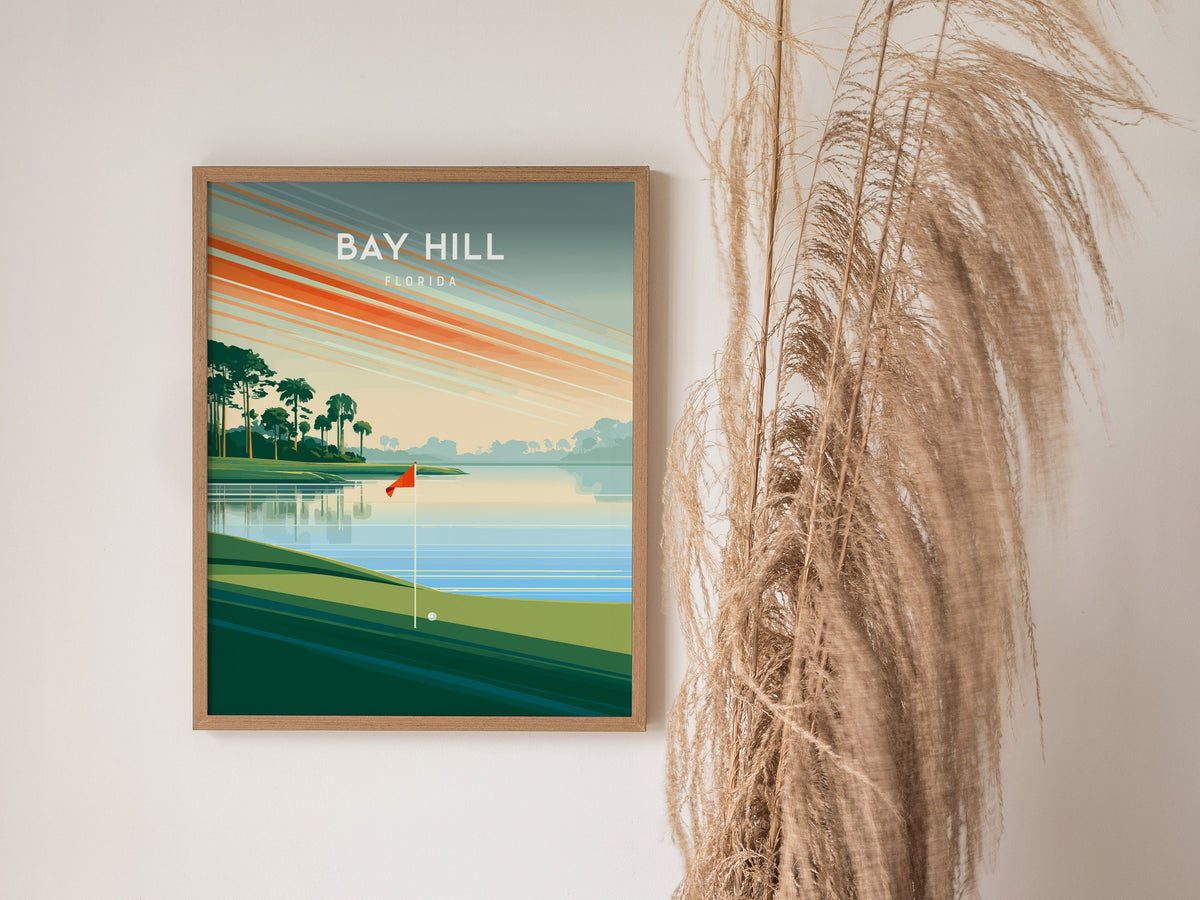 Bay Hill, Florida Poster | Links Poster & Country Club Decor Wall Art — styled in a modern interior
