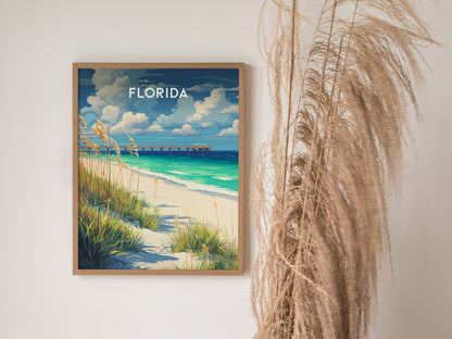 Florida Poster | Sunshine State Coastal Paradise Wall Art — styled in a modern interior
