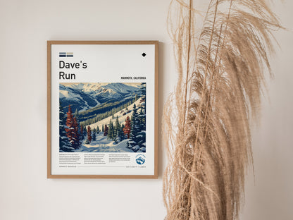 Dave's Run, Mammoth, California Poster | Ski Lodge Decor Mountain Wall Art — styled in a modern interior